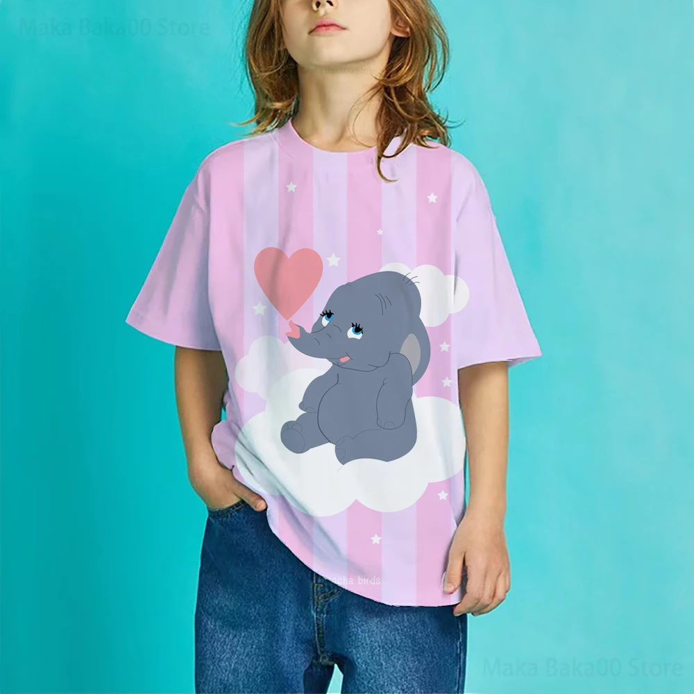 Купи Cartoon Disney Dumbo printed T-shirt children's clothing cartoon round neck short-sleeved T-shirt cute anime top Harajuku T-shir за 185 рублей в магазине AliExpress