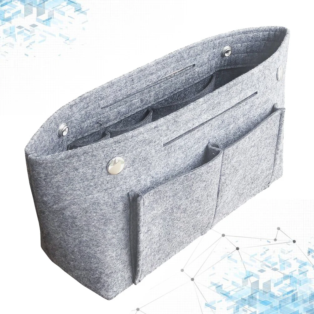 

1pc Felt Storage Bag Portable Makeup Bag Large Capacity Handbag Sundries Holdder Toiletries Organizer Grey