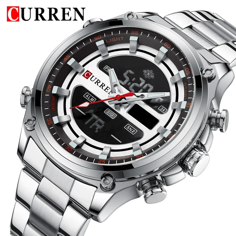 Спортивные мужские часы CURREN Роскошные военные деловые кварцевые цифровые