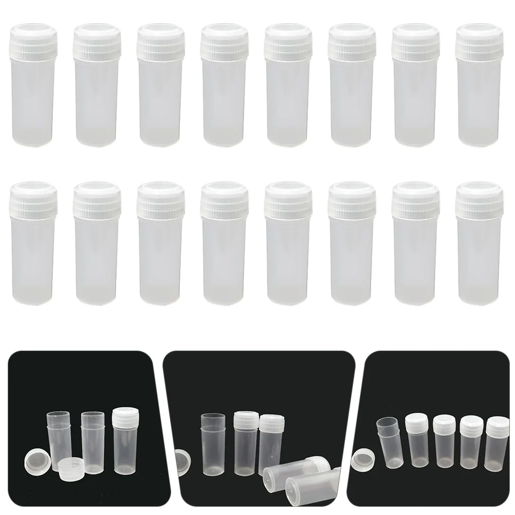 

120pcs Laboratory Reagent Bottles Transparent Empty Sample Bottles with Caps 5ML
