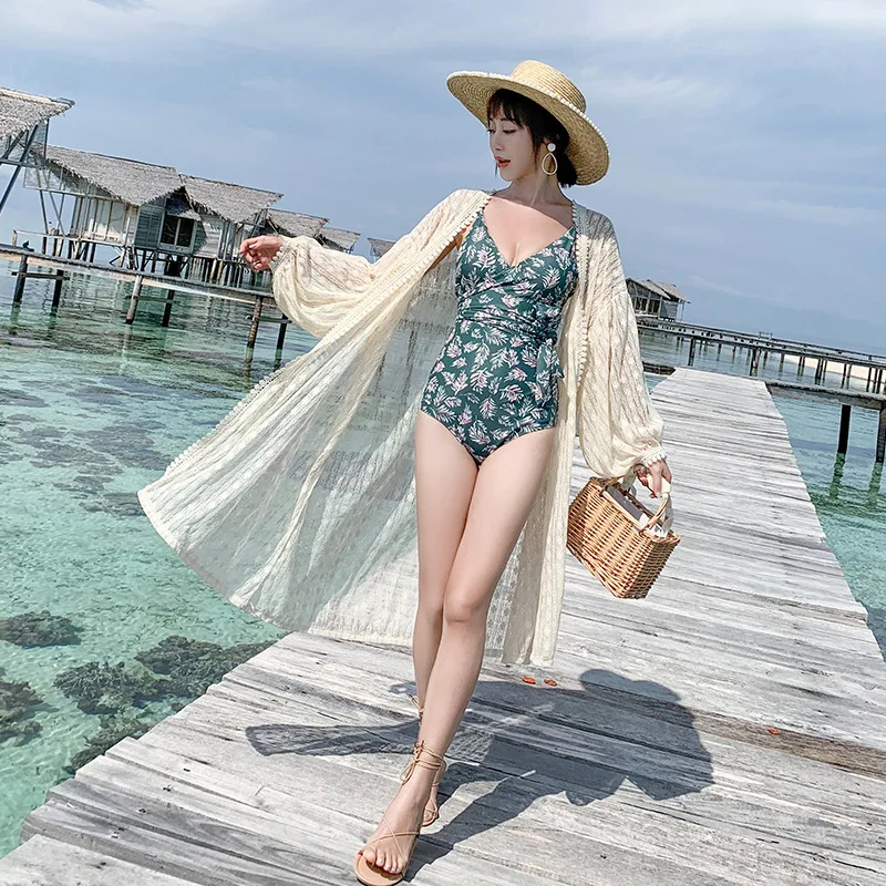Женская пляжная блузка Длинная накидка на бикини кружевная вязаная открытый
