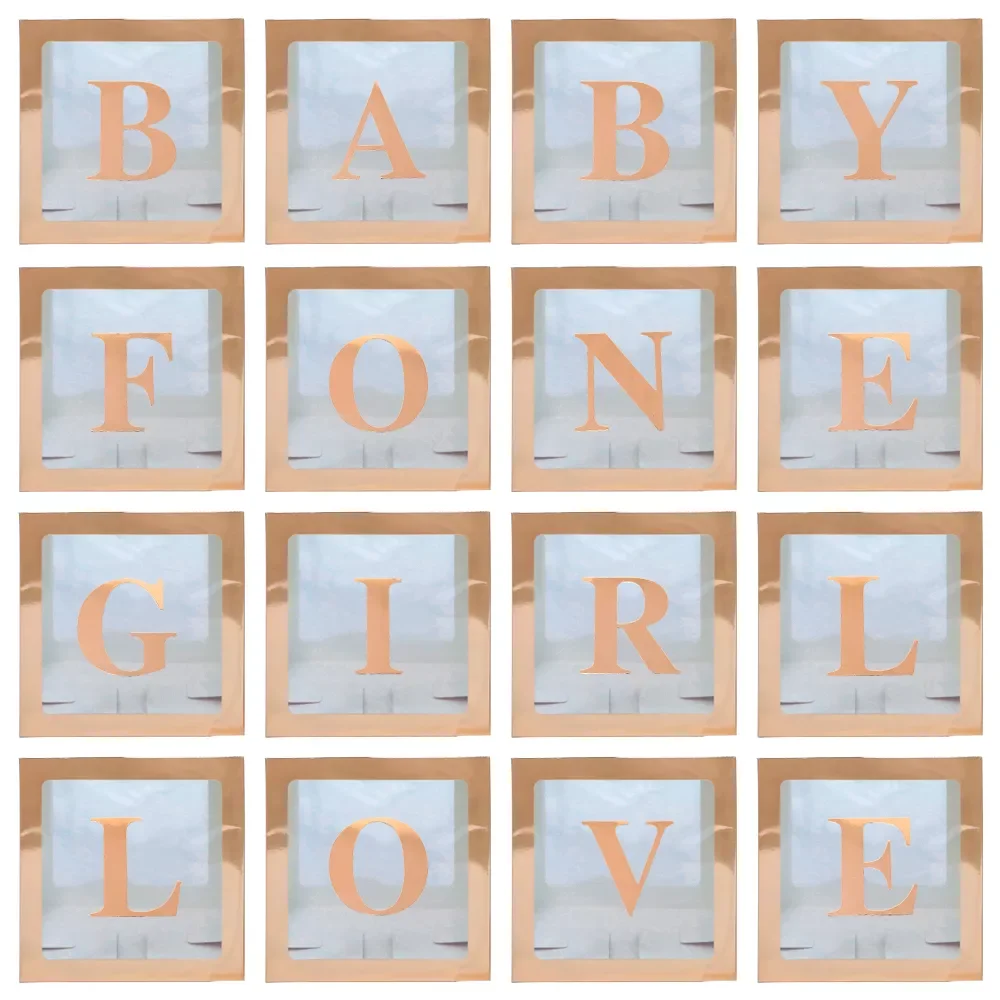 

Rose Gold Transparent Letter A-Z Box Custom Baby Name Balloon Baby Shower Box Girl First 1st Birthday Party Decor Kids Babyshowe