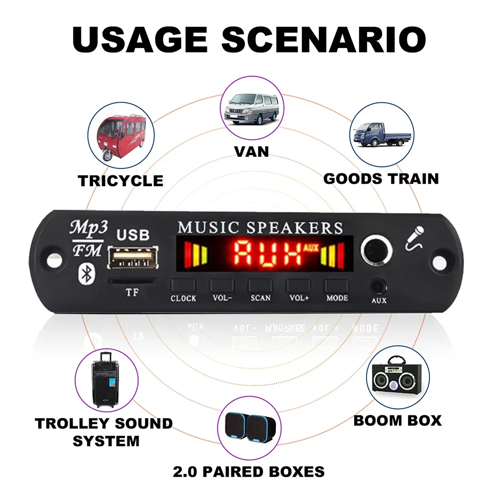 Фото 80 Вт усилитель Bluetooth MP3 декодер плата 2*40 Вт HiFi стерео аудиоплеер 7 В-18 В DIY MP3-плеер автомобильный FM-радио модуль TF/USB/микрофон №4