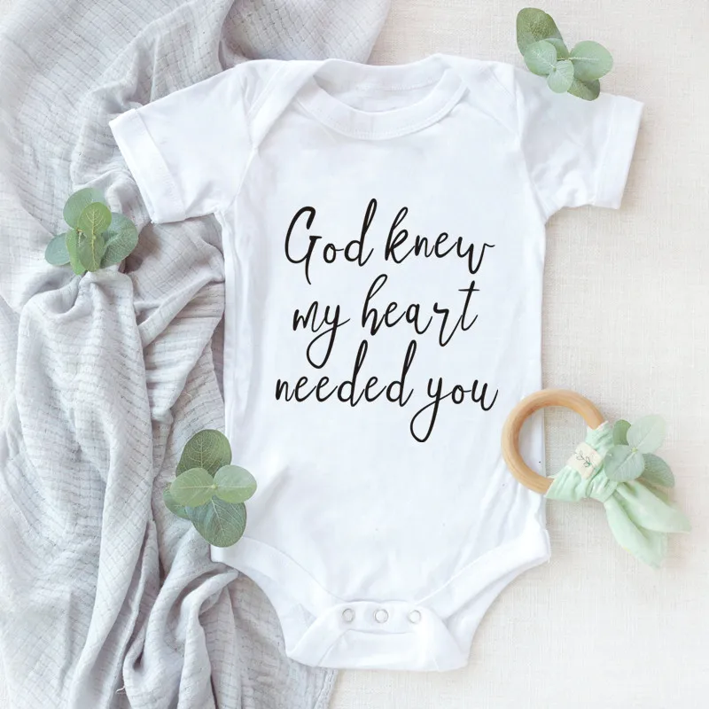 

God Knew My Heart Needed You Baby Clothes New Born Cotton Bodysuit Letters Print Body Bebe Romper 0 to 12 Months