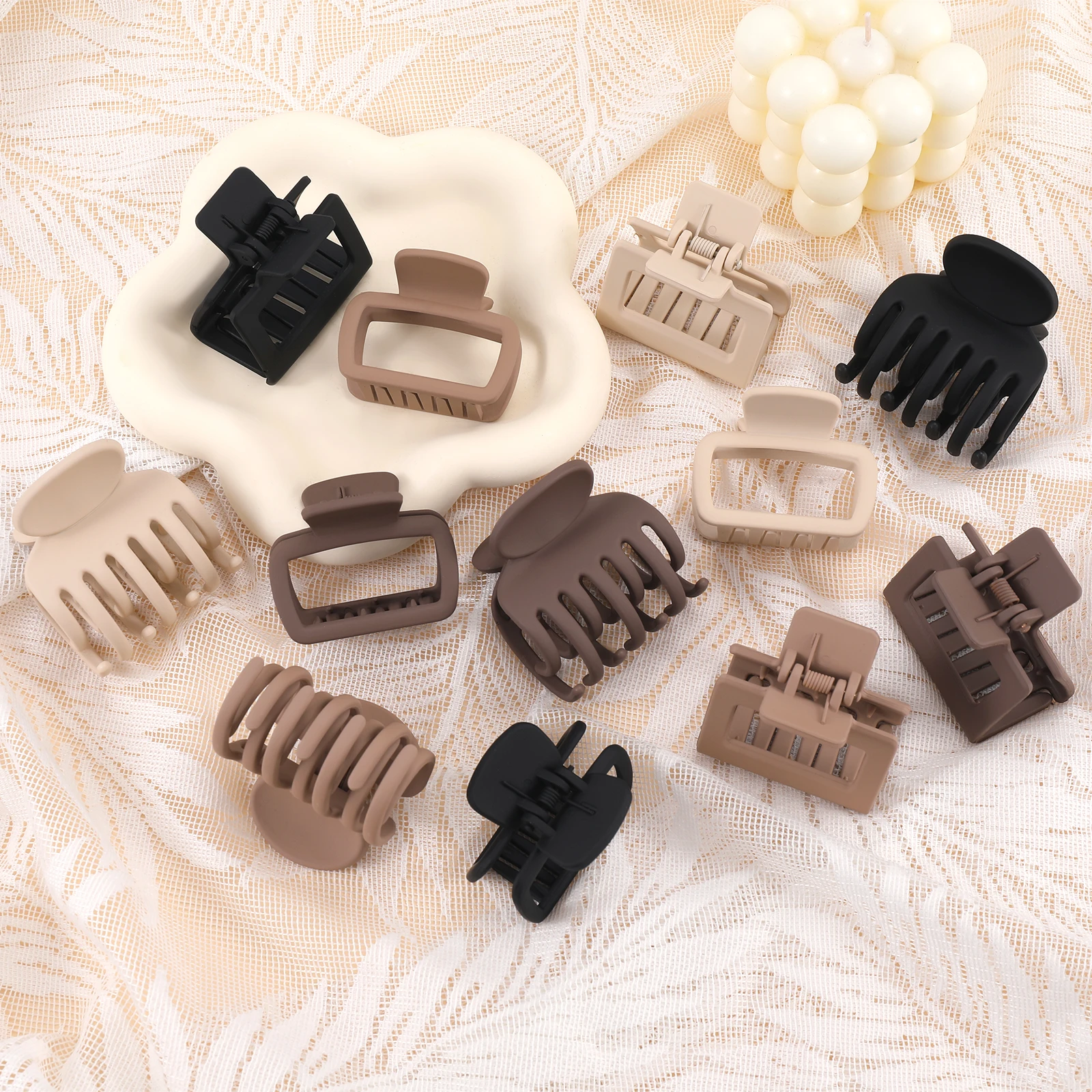 Зажимы для волос женские прямоугольные зажимы с матовым резиновым покрытием 3