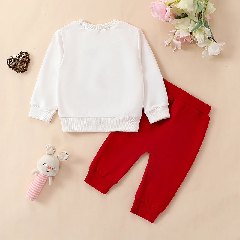 

Toddler Baby Girl Valentines Day Outfit Daddy is My Valentine Sweatshirt Love Heart Long Pants 2Pcs Clothes Set