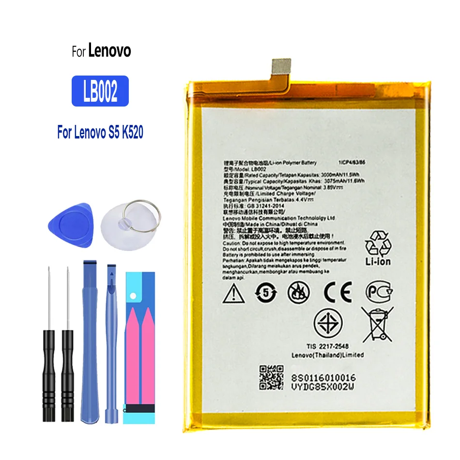 

Battery LB002 LB 002 3000mAh for Lenovo S5 K520 K520T