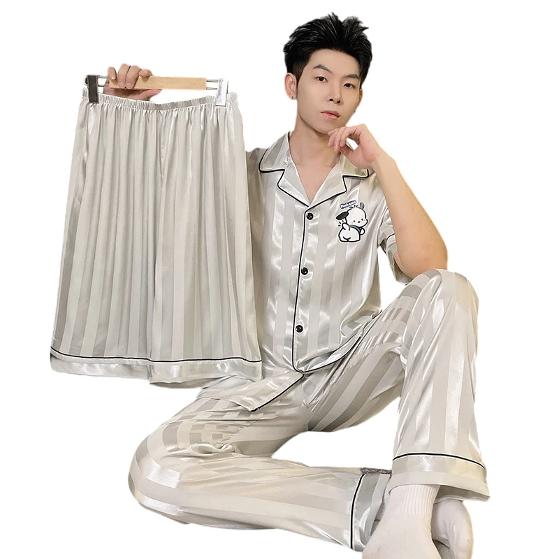 Шелковая пижама Sanrio Pacha с собакой Женская Осенняя ледяная коротким рукавом