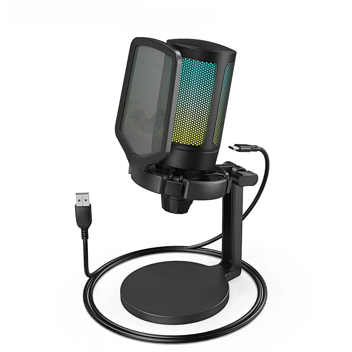 Игровой USB-микрофон с RGB желейной ручкой сенсорным отключением звука потоковым