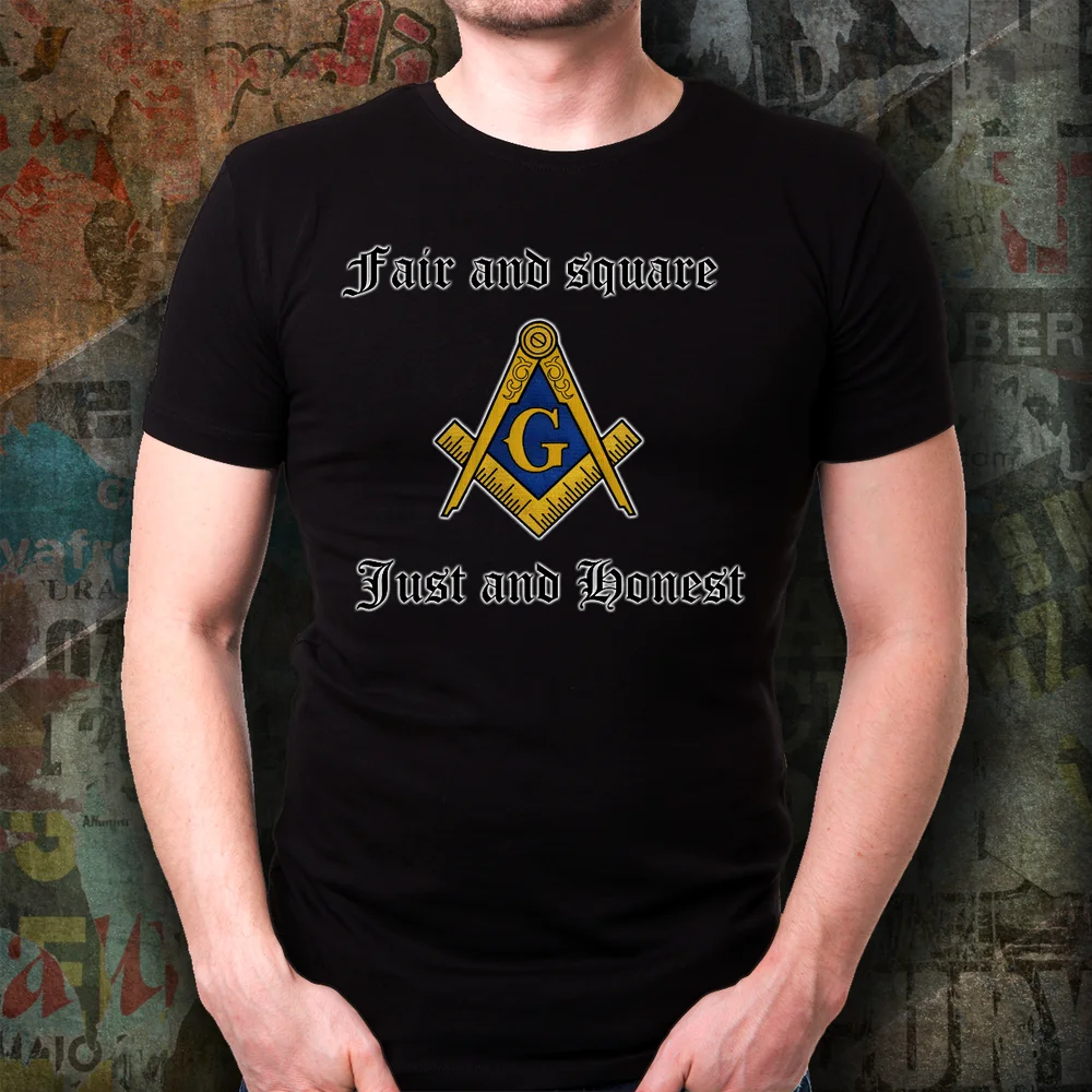 Рубашка с масонским девизом-яркая и квадратная просто честно-одежда логотипом