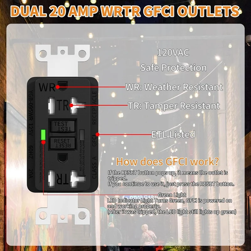-2 наружная розетка питания Box с водонепроницаемой крышкой двойной 20 Amp WRTR GFCI выход