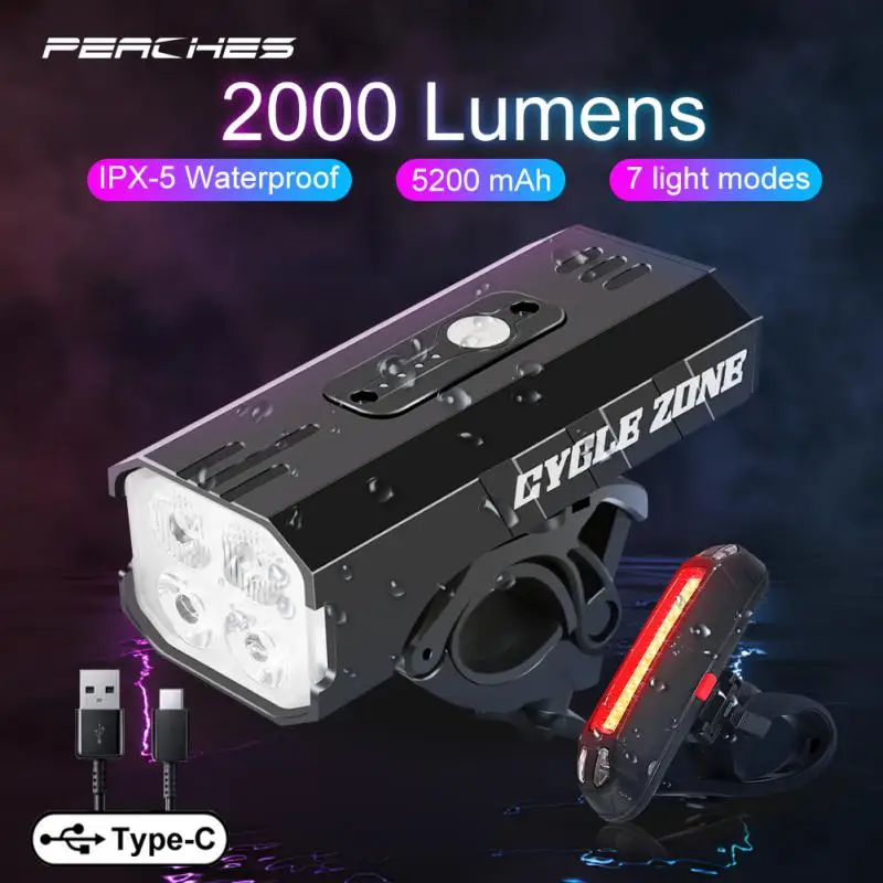 

2000Lumen 4T6 LED Bicycle Light Front 5200mAH Rechargeable Lamp MTB Mountain Road Bike Headlight Cycling Flashlight Lantern LED