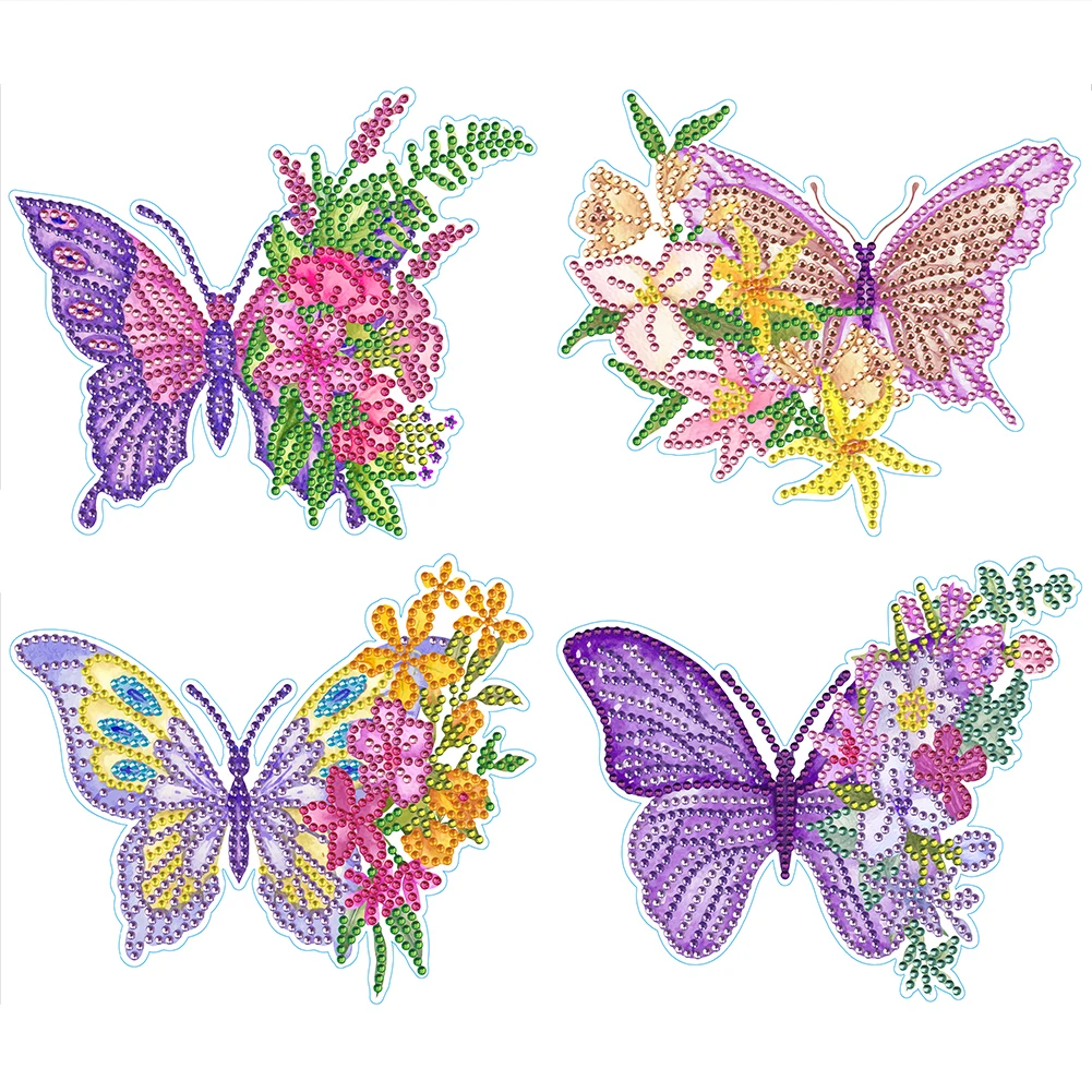 

4Pcs Diamonds Mosaic Stickers Butterfly HOME Pattern DIY Crystal Diamond Sticker Art Craft Creative for Kids Adult Gift Rewards