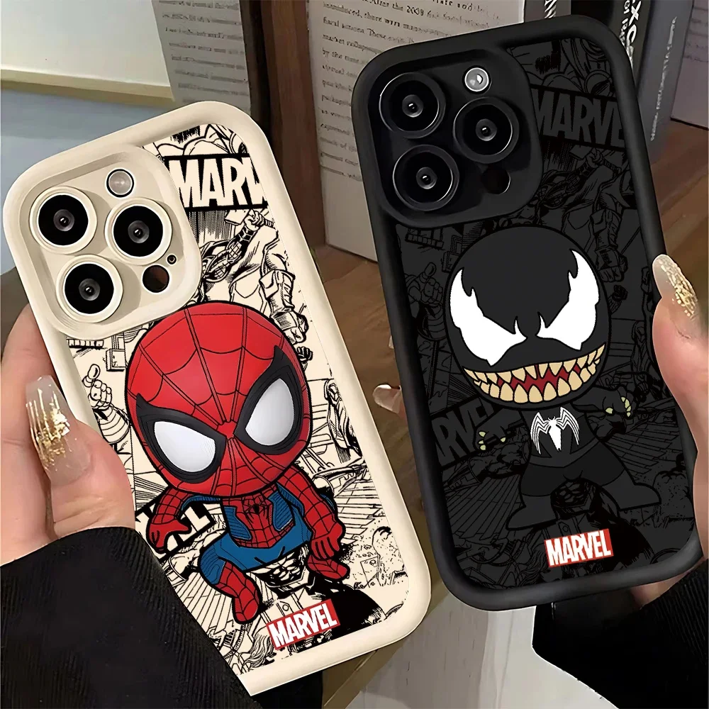 Фото Силиконовый чехол для телефона Marvel Venom Spider Man для iPhone 16, 15, 14, 13, 12, 11 Pro Max XS X XR 8 7 16 Plus SE2, мягкая матовая задняя крышка №1