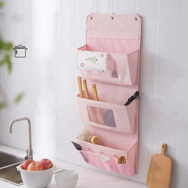 

Kitchen Accessories Storage Bag Hanging Bag Wall Door Back Wardrobe Dormitory Organizer Fabric Bathroom Accessories Storage Bag