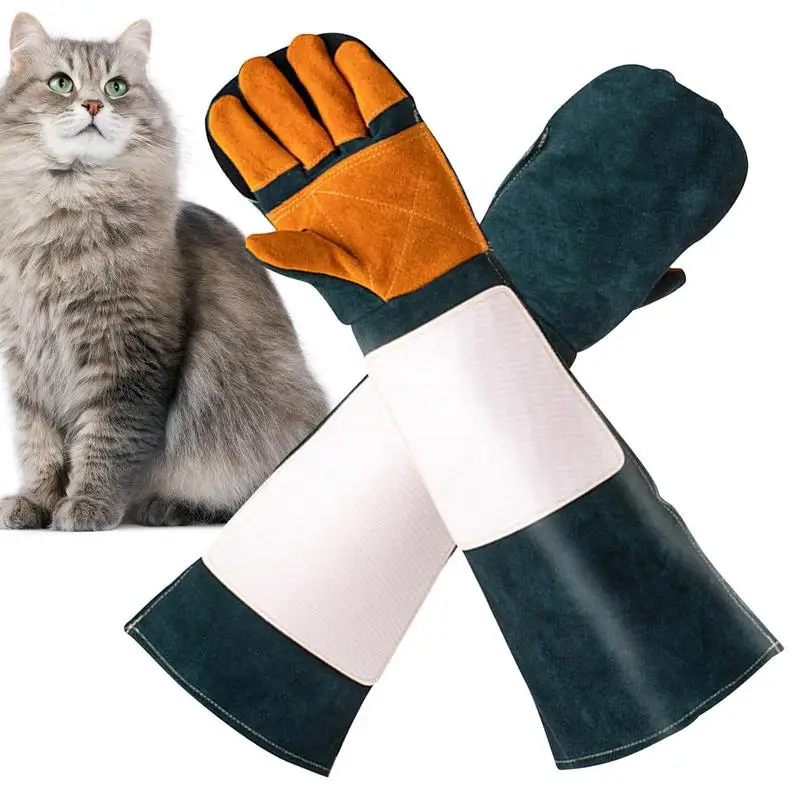 

Animal Handling Gloves Leather Multipurpose Pet Grooming Gloves Multifunctional Padding Cat Washing Gloves For Dog Cat Scratch