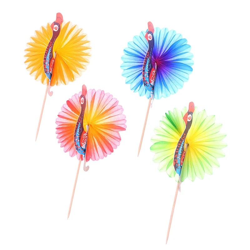 

50Pcs Creative Cocktail Toppers Decorative Fruit Toothpicks Peacock Cocktail Fruit Stick(Assorted Color)