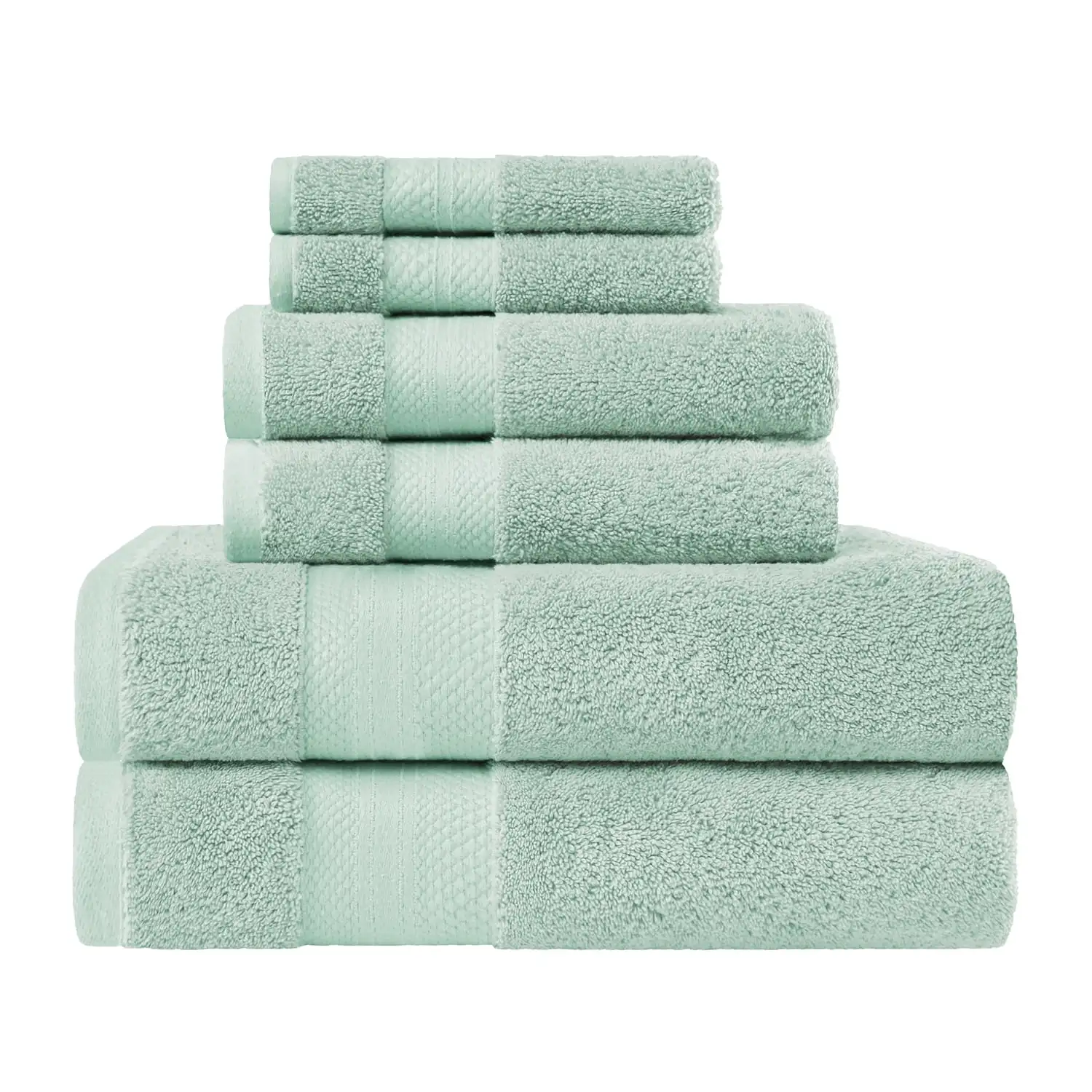 

Superior 100% Turkish Cotton Solid 6-Piece Highly Absorbent Plush Towel Set, Dusty Aqua