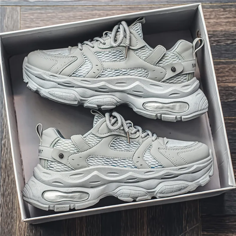 Мужская модная дышащая Спортивная обувь со шнуровкой модный трендовый дизайн