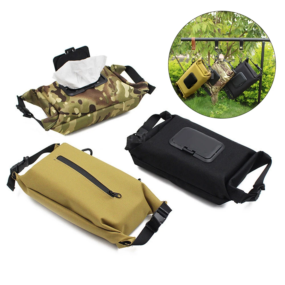

Portable Outdoor Wet Tissue Box Paper Towel Wipes Dispenser Hanging Bag Water Resistant Tissue Bag for Outdoor Hiking Picnic