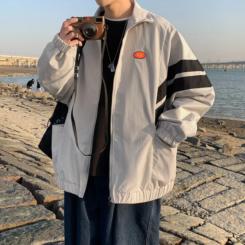 

Mens College Style Jackets and Coats New Men's Windbreaker 2022Spring Male Loose Couple Thin Plus Size Casual Fashion Coats