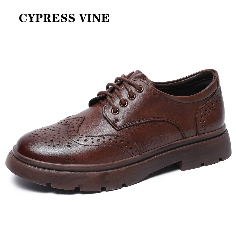 

Cypress Vine Women Loafer Shoes Genuine Cow Leather For Spring And Autumn Retro Style Rubber Outsole By Handmade Size:35--40