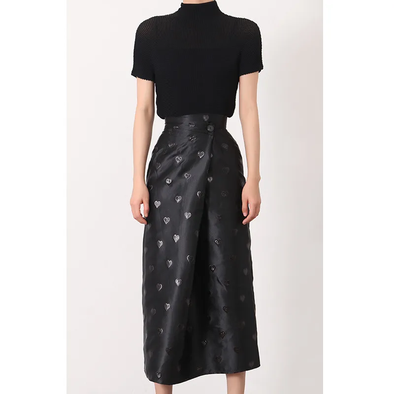 

Женская Жаккардовая юбка с завышенной талией TB2674, подиумная дизайнерская юбка с сердечками, высокого качества, для осени и зимы