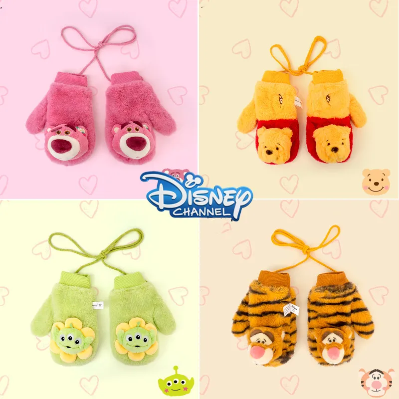 

Перчатки Disney плюшевые зимние, лотсо Винни, Мультяшные теплые утепленные варежки, варежки, милые студенческие аксессуары, Декор, подарок для ...