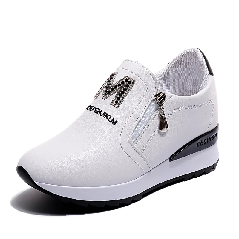 

2021 New Fashion Platform Wedges Women's Sneakers High Quality Rhinestone Mesh Breathable Increased Women's Shoes Casual Shoes