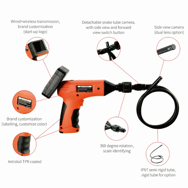 

AV7811 360 degree rotation structure borescope with side view camera