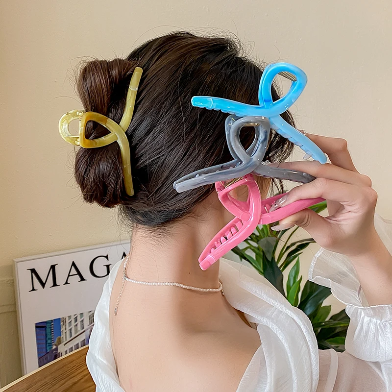 

AISHG Jelly Cross Shark Hair Clips for Woman Elegant Large Claws Crab Headwear Back Of Head Shark Clip Girls Hair Accessories