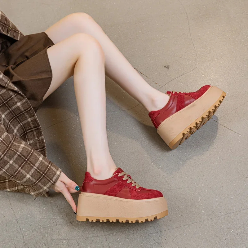 Кроссовки женские на платформе 8 см замша кожа сетка танкетка скрытый каблук