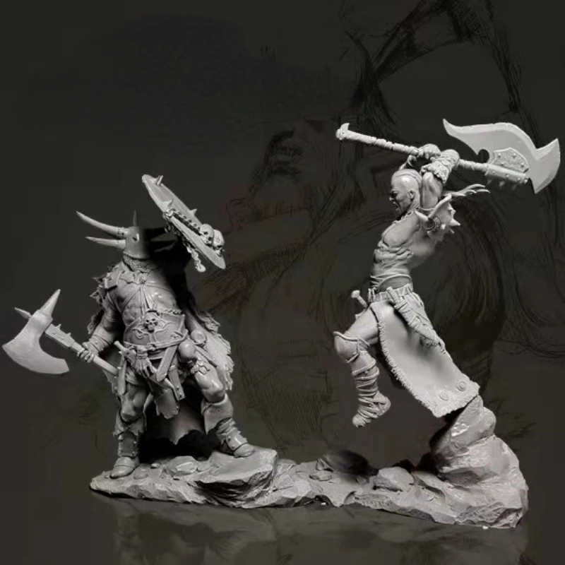 

110mm Scale Miniatures GK Resin Figures Ancient Duel of Warriors Two Diorama Unassembled and Unpainted Diy Model Kit Toys