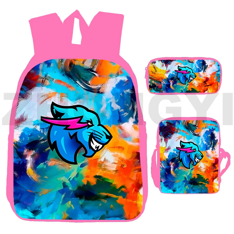 Hot Sale Anime Mr Wolf Beast School Bags for Girls 3D Lightning Cat Rucksack Kindergarten 3 Pcs/Set Laptop Travel Women Backpack images - 6