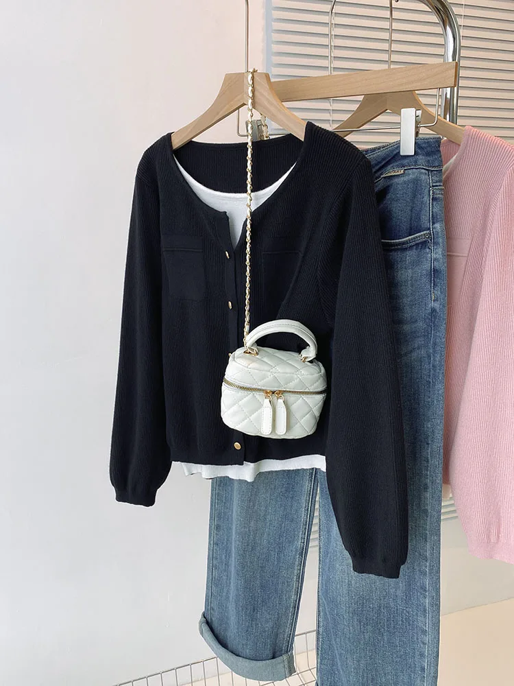 Вязаный свитер большого размера пуловер Женский Осенний Модный в Корейском