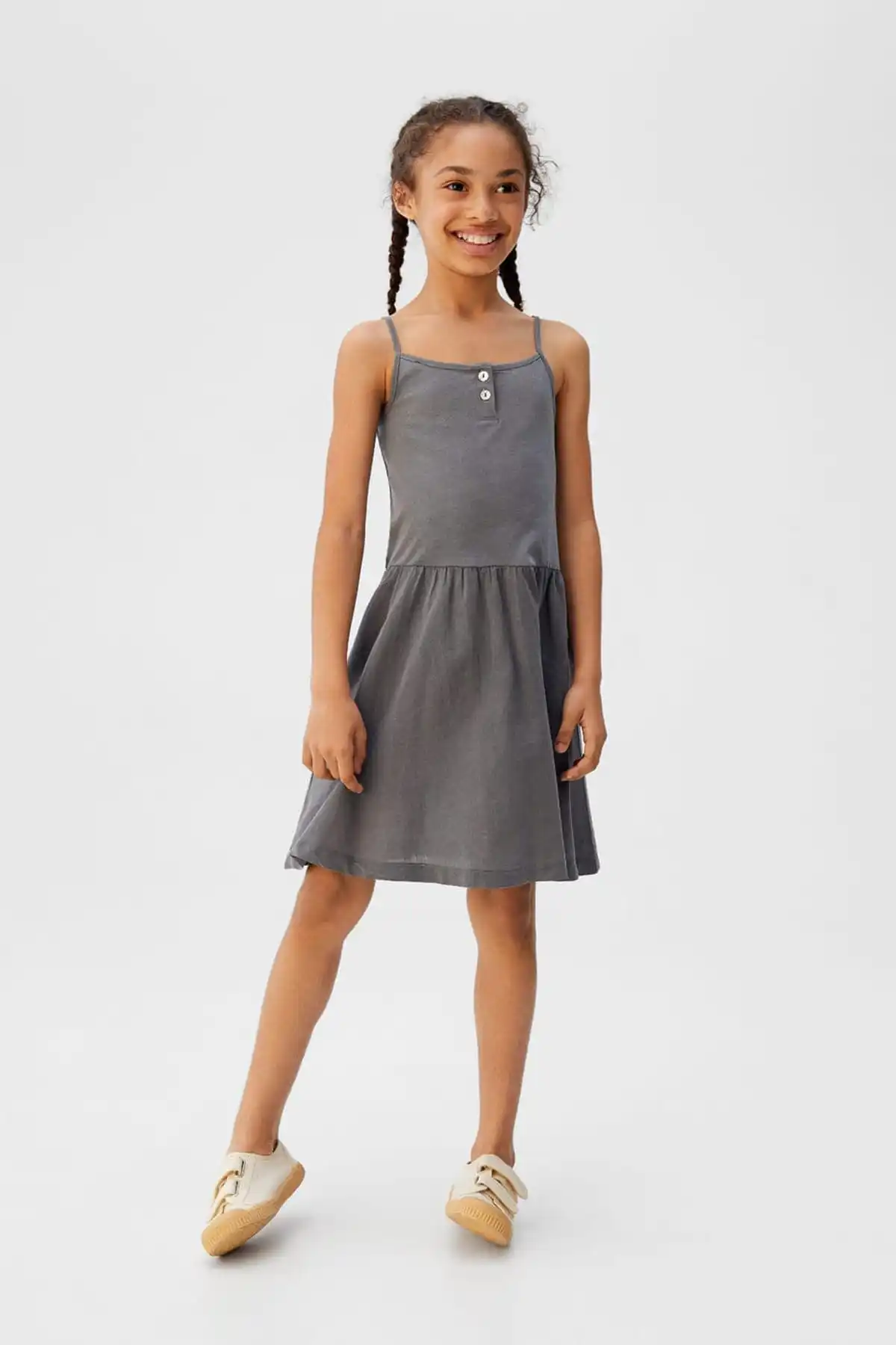 

Female Child Slim Halter Dress 53030692 Mini Solid Color Square Collar Black