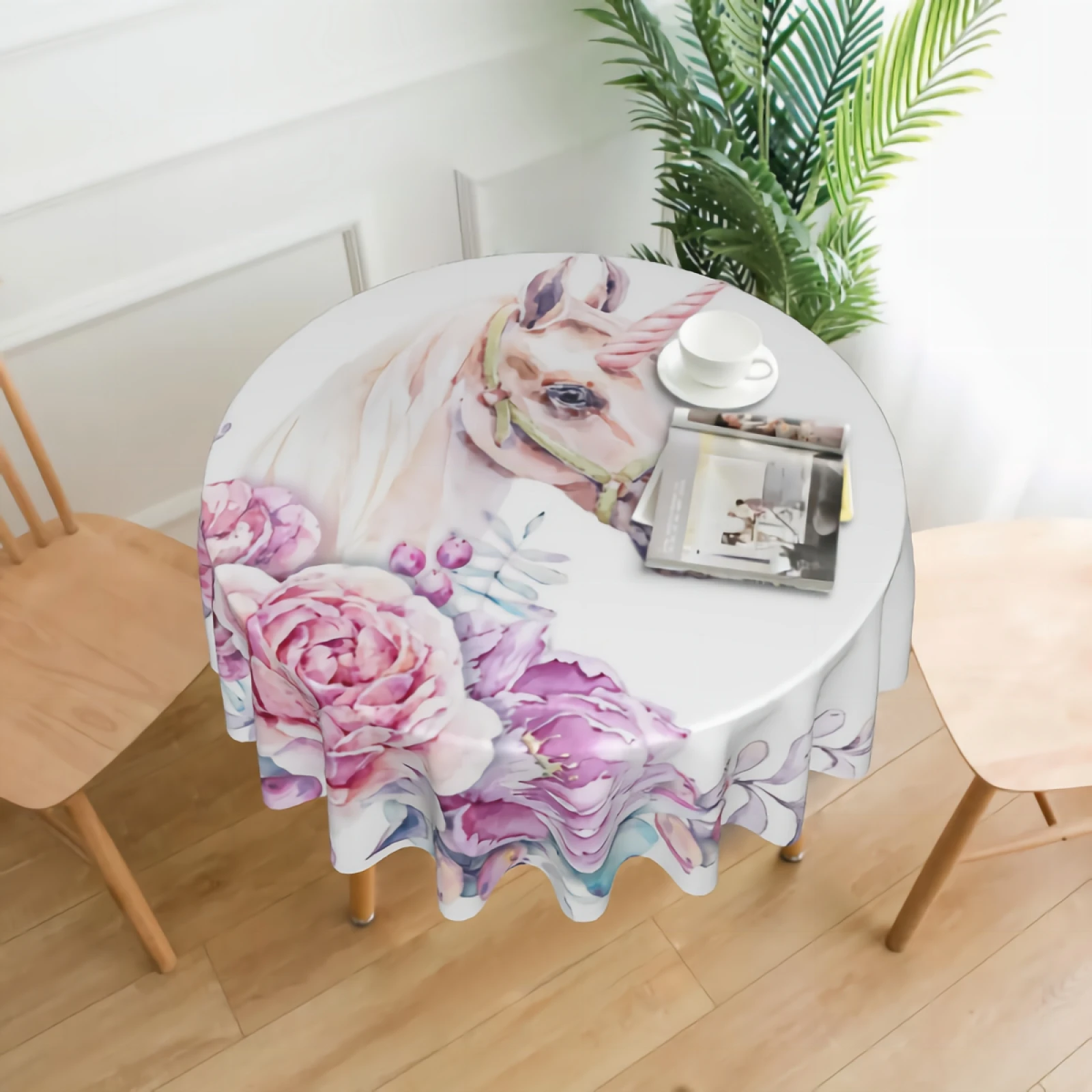

GreicmnRose Round Tablecloths Washable Polyester Table Cover for Kitchen Dinning Parties Tabletop Decor One Size