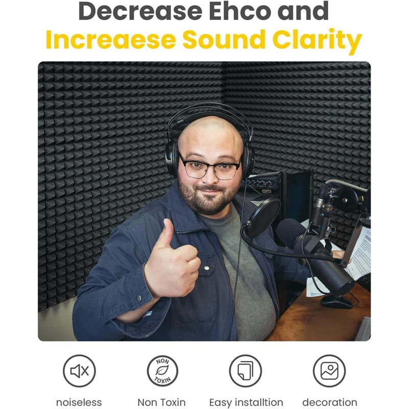 24 шт. самоклеящиеся звукоизоляционные пенопластовые панели 2X12x12 дюймов