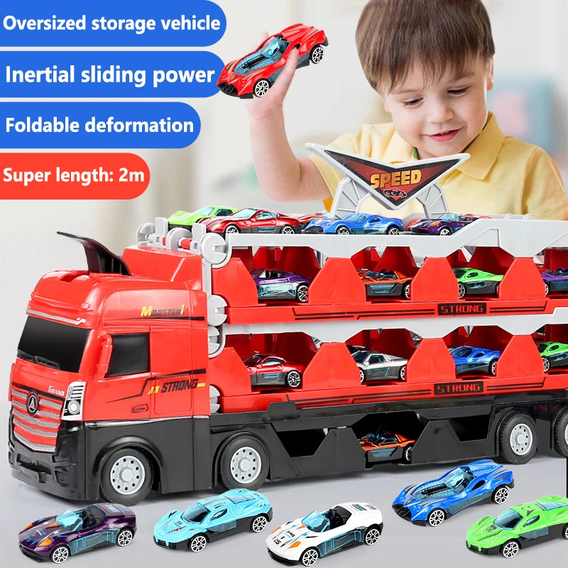 

Children's Toy Deformation Ejection Big Truck Alloy Car Model Folding Storage Transport Vehicle 3-6 Year Old Boy Gift
