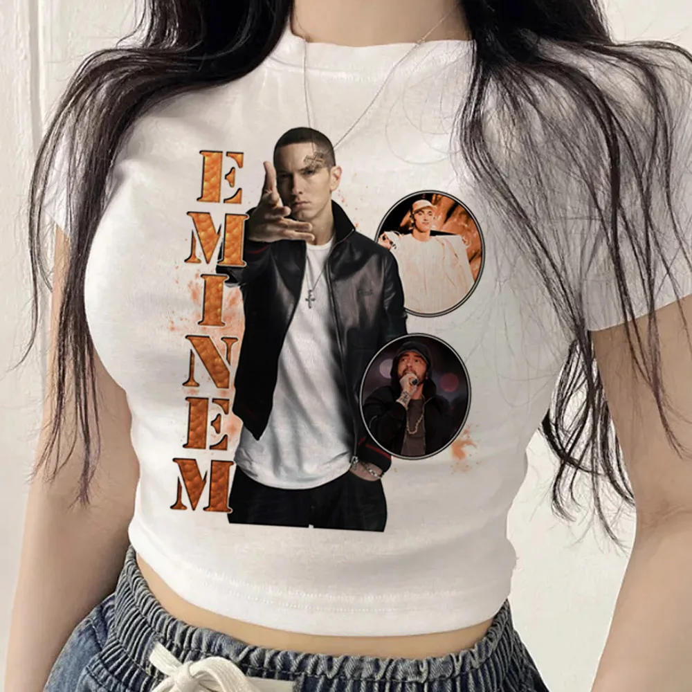 Фото Женский укороченный топ Eminem, летняя распродажа в стиле гяру, гранж, Y2K, готика, винтаж, дольлет. №3