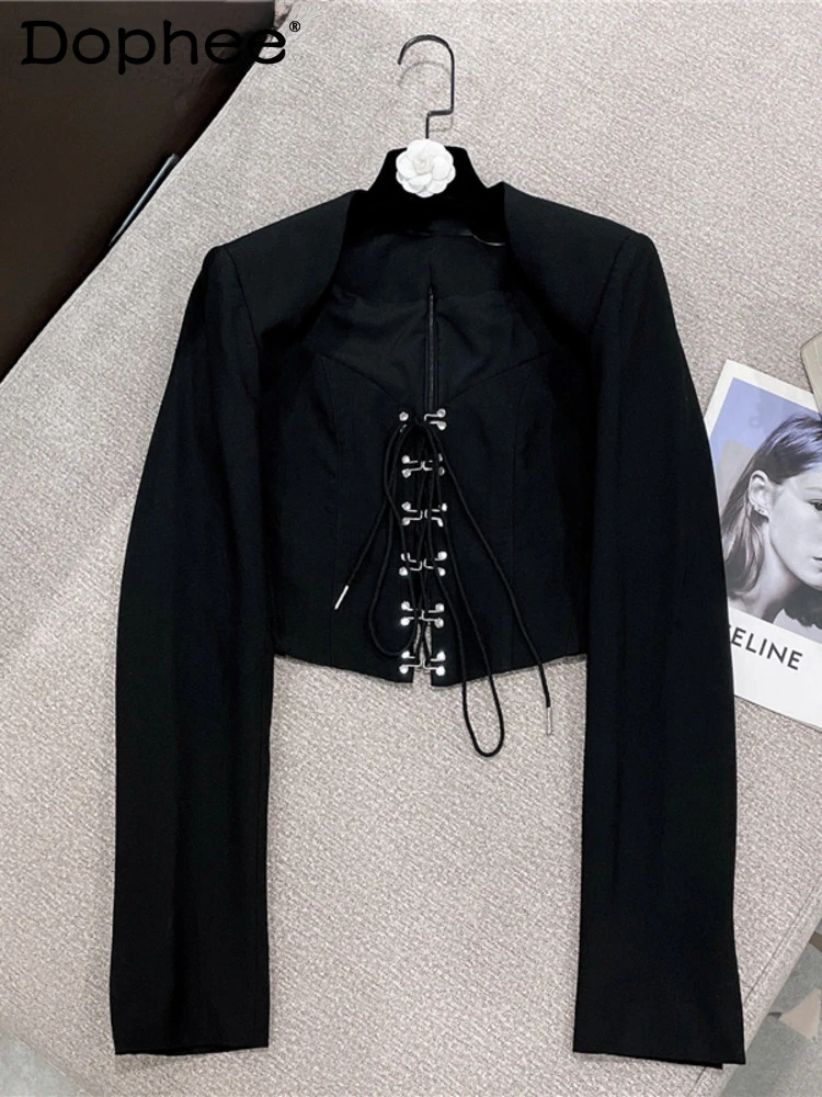 

2022 new autumn and winter fashion women clothes full sleeves drawstring square collar shirt female top