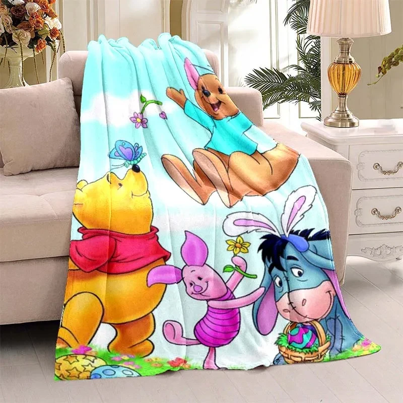Одеяло с принтом Винни-медведя и пуха легкий фланелевый плед для дивана кровати