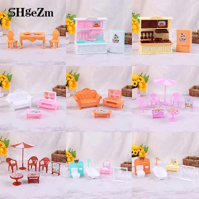1:12 Dollhouse Colorful Miniature Simulation Furniture Creative Bathroom Bedroom Kitchen Restaurant For Kids Doll House Decor