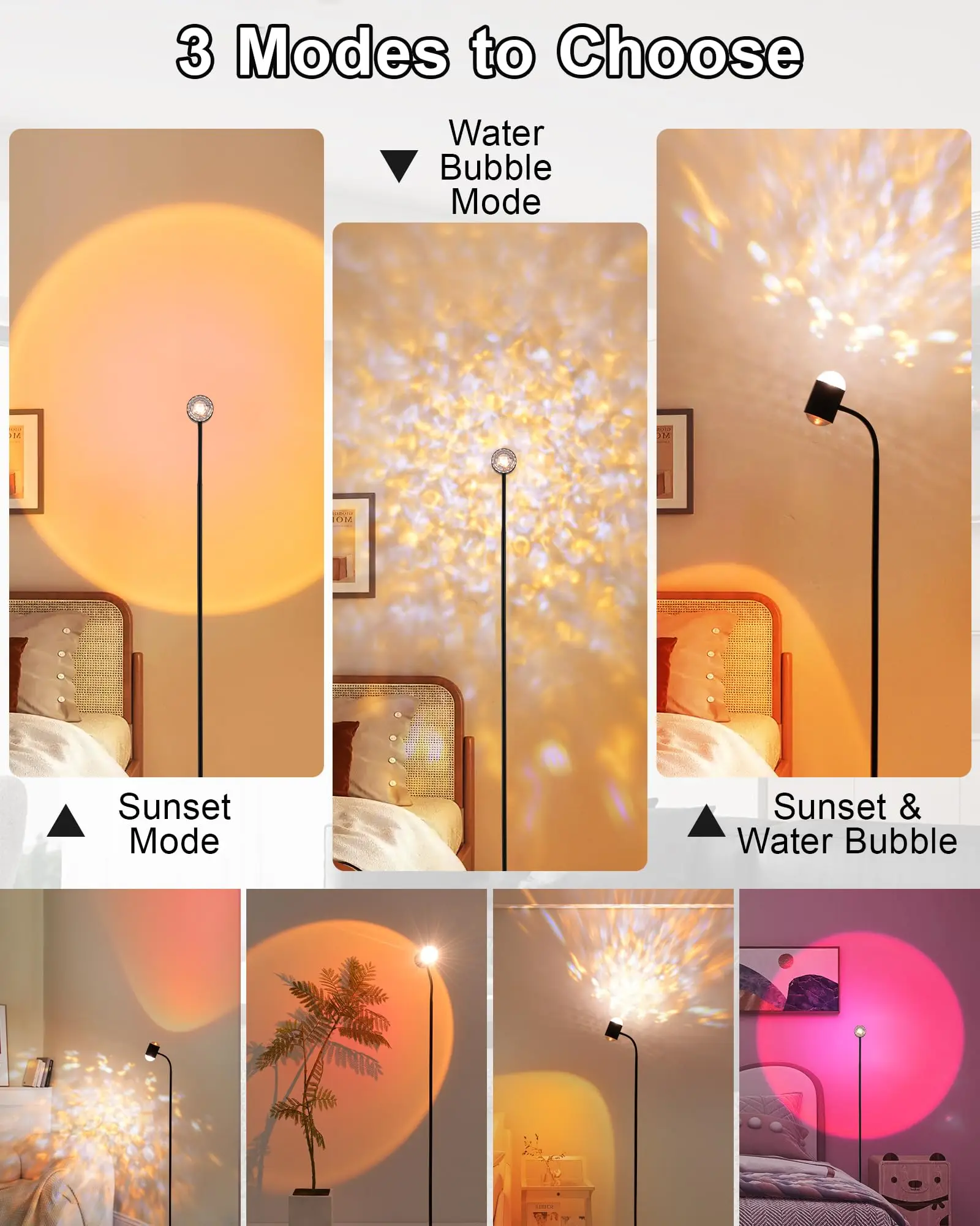 Лампа заката проектор черная лампа с двойной головкой и водной рябью