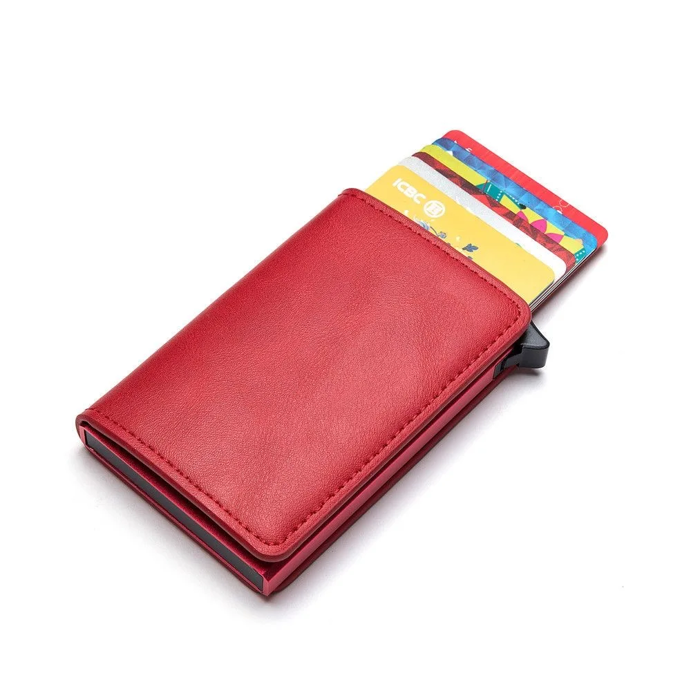 

Credit Card Anti-theft Wallet Anti-demagnetization Anti-theft Brush Vintage Aluminum Frame PU Wallet Business Card Bag Universal