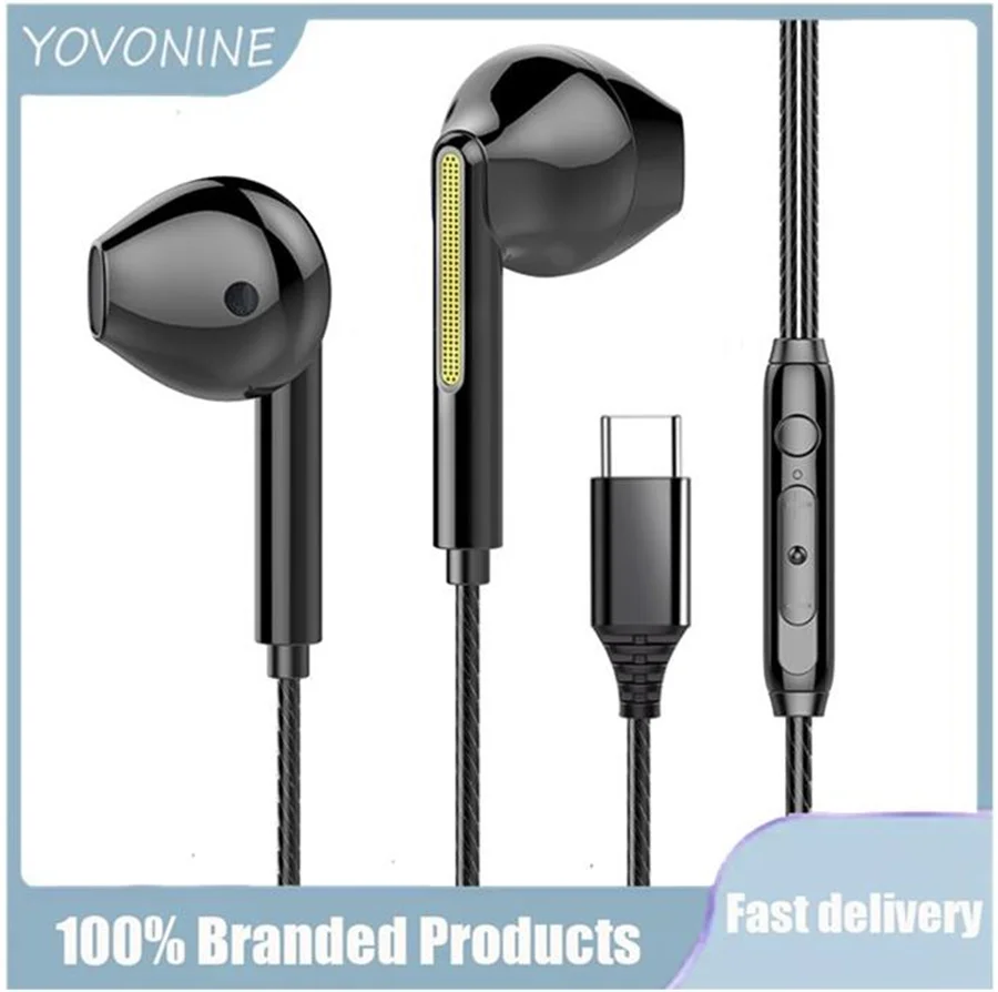 

YOVONINE 3.5MM Type-c Wired Headphone Wire Earphon Sport Headphon Phone Earbud Headset with Mic Bass Earphones MobileHeadphones