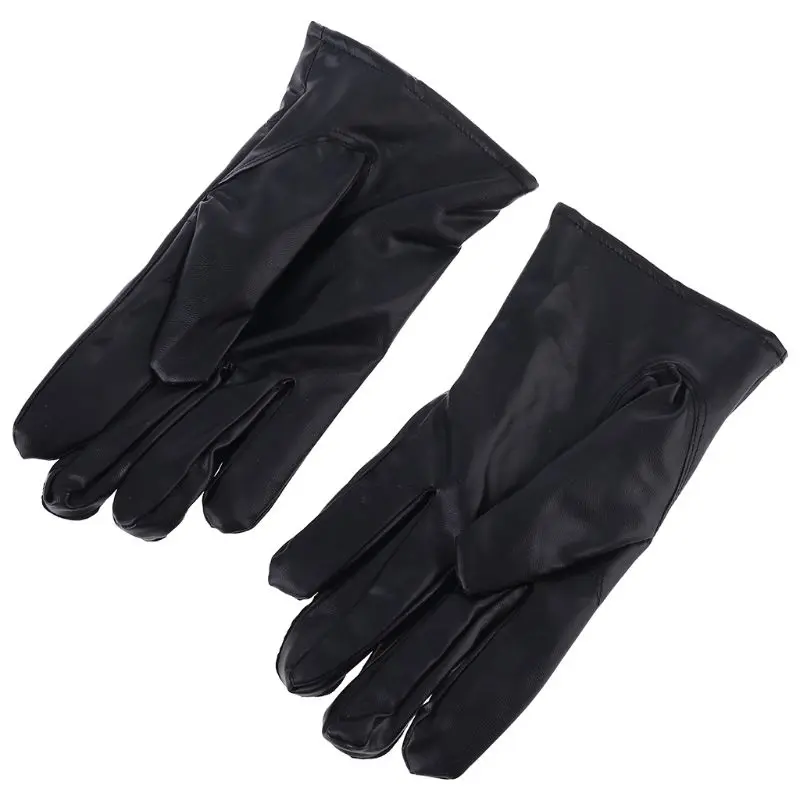 

Mens Faux Leather Winter Gloves Warm Lined Thicken Ruched Wrist Hand Warmer Soft