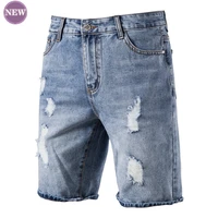 mens jeans 2022 new summer fashion sports pirate shorts washed terry casual shorts trend broken holes pants