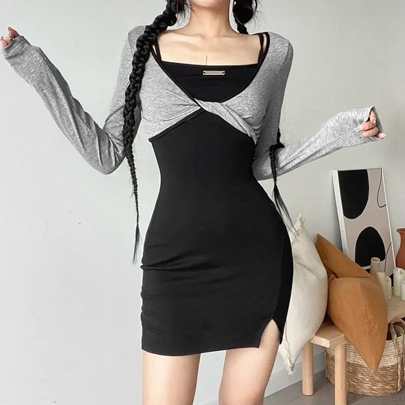 

Women Clothing 2022 Spring Autumn European and American Style Fashion New Solid Color Long Sleeve Fashion Casual Dress Sets