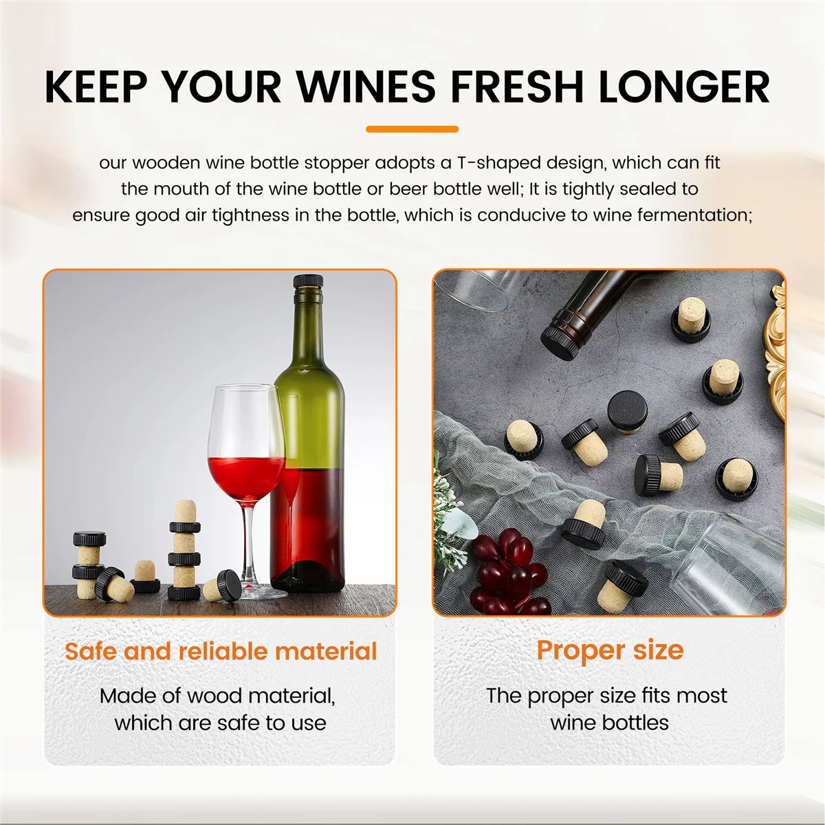 Пробки для дегустации вина Т-образной формы с пластиковой верхней частью